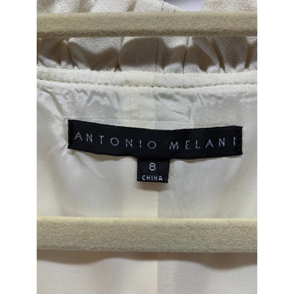 Antonio Melani Cream Sheath Linen Blend Dress with Belt Size 8 (KH66) - Picture 3 of 7